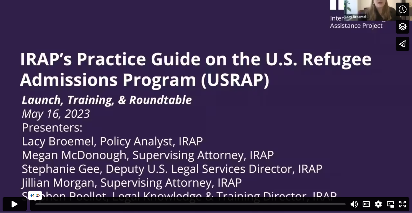 The United States Refugee Admissions Program Usrap Practice Guide For Legal Practitioners