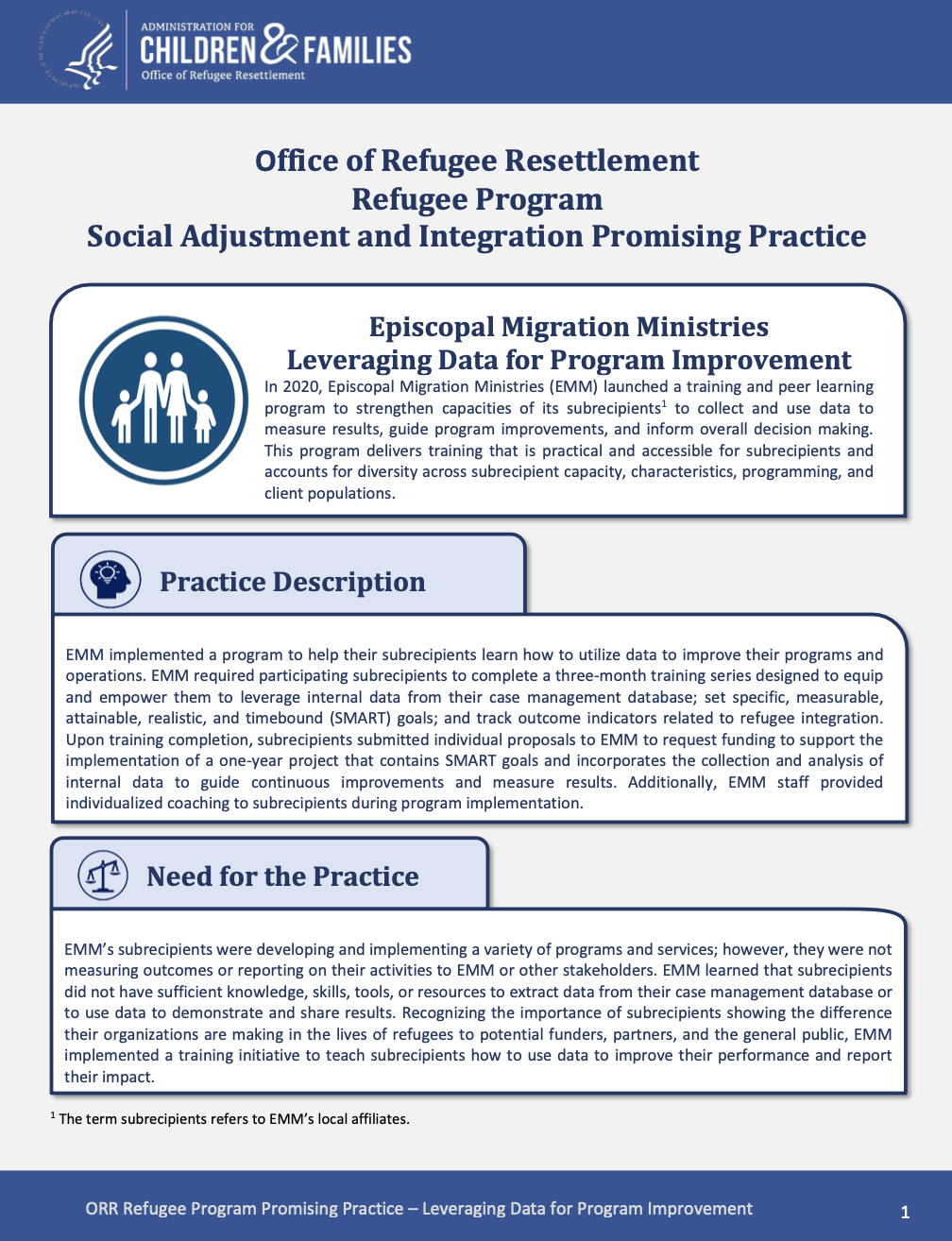 Office of Refugee Resettlement Refugee Program Social Adjustment and ...